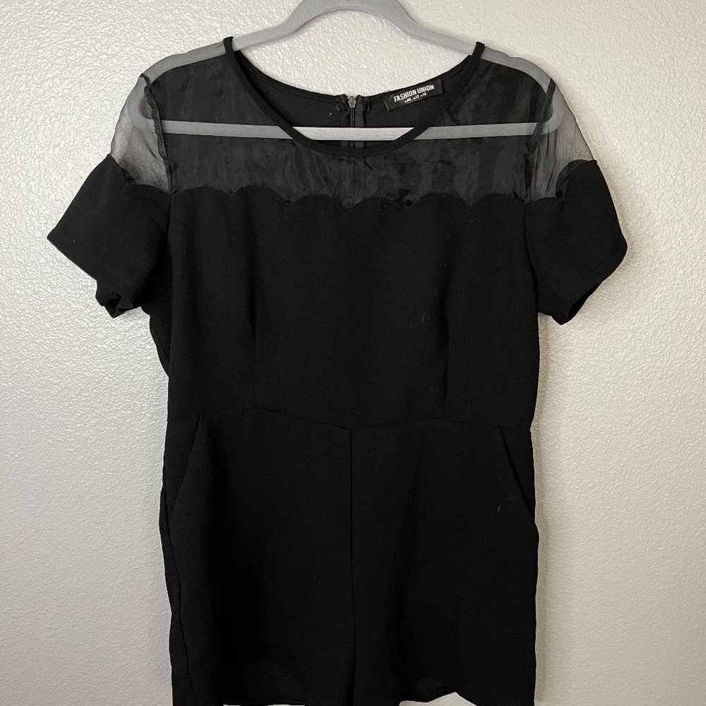 Fashion Union x ASOS - Black Mesh Romper